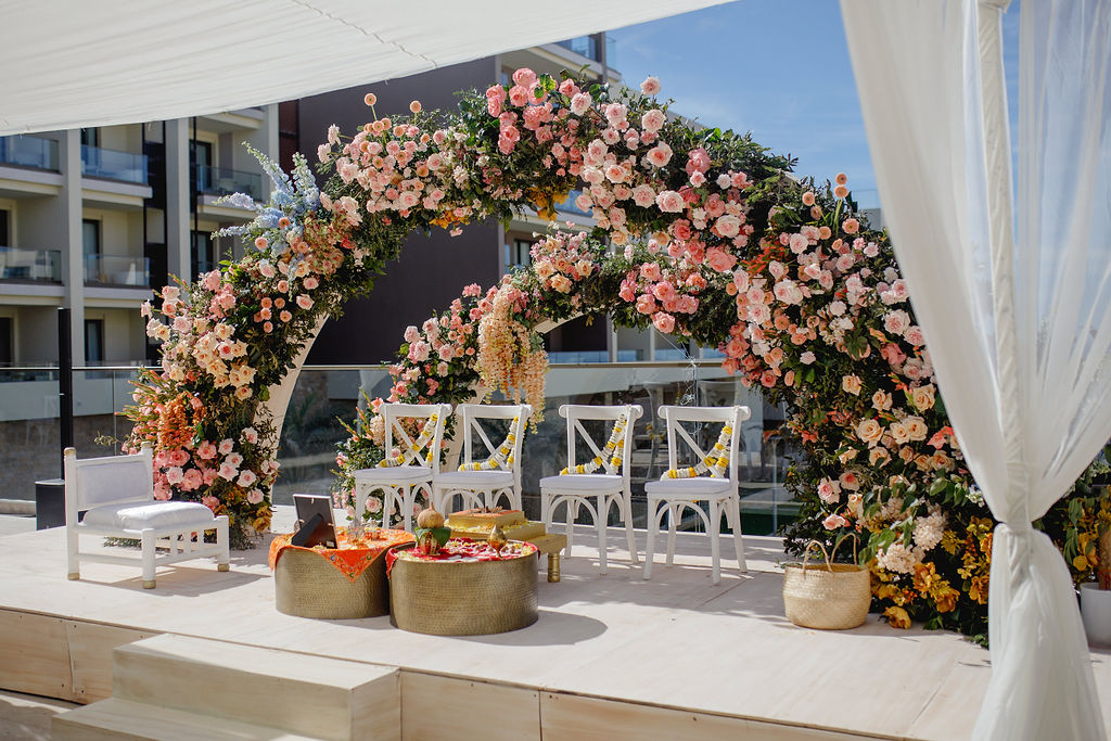 Floral Sataak ceremony setting in daylight