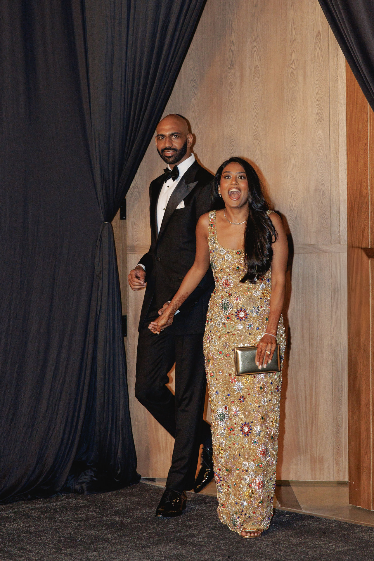 Shivam and Prarthi entering their evening reception